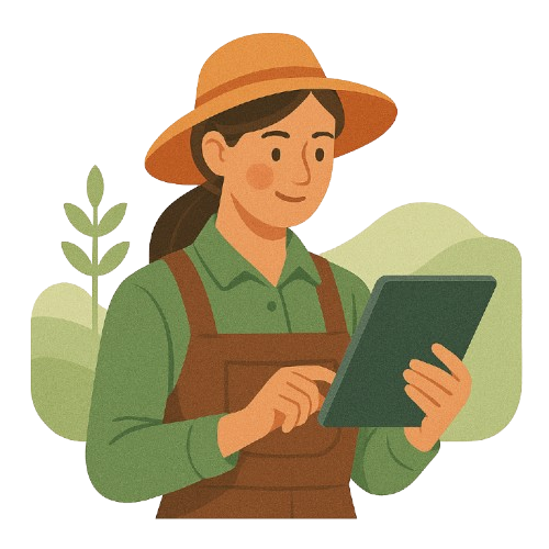 Mulher do campo com um tablet.